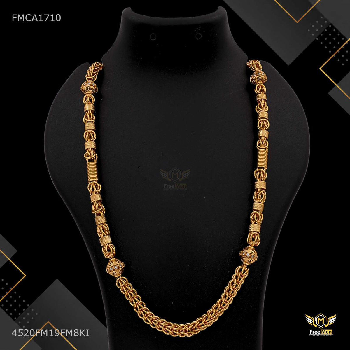 Designer Om AD Ball with Kata Indo Chain for Man - FMCA1710