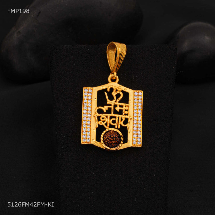 Designer Om Namah Shivay Rudraksha Pendant for Men - FMP198