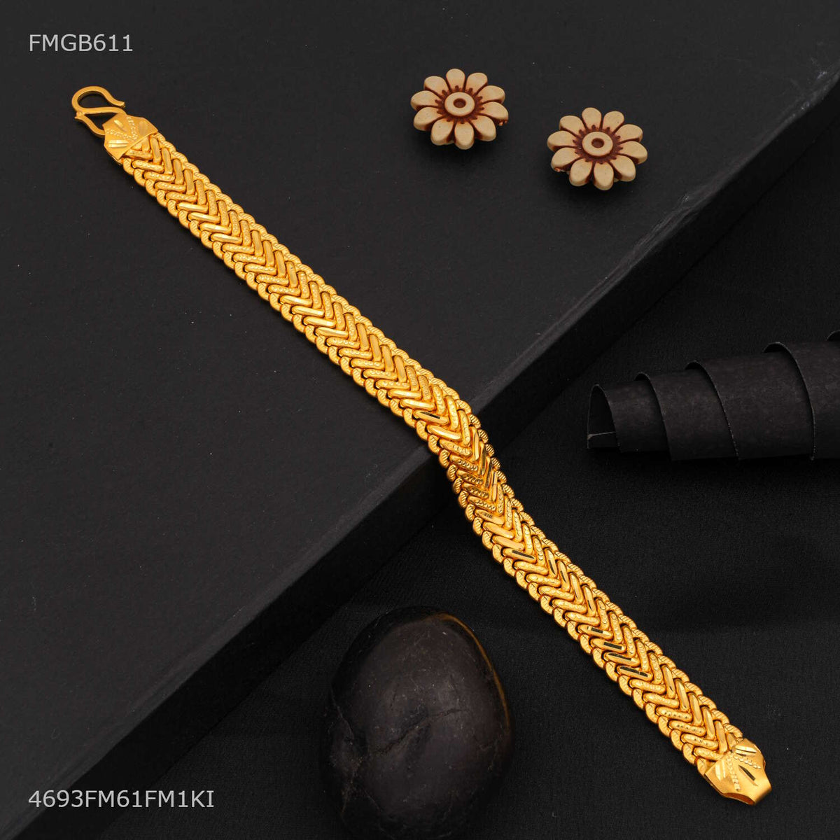 Designer Patta with Snak Atti Gold Plated Bracelet For Men- FMGB611