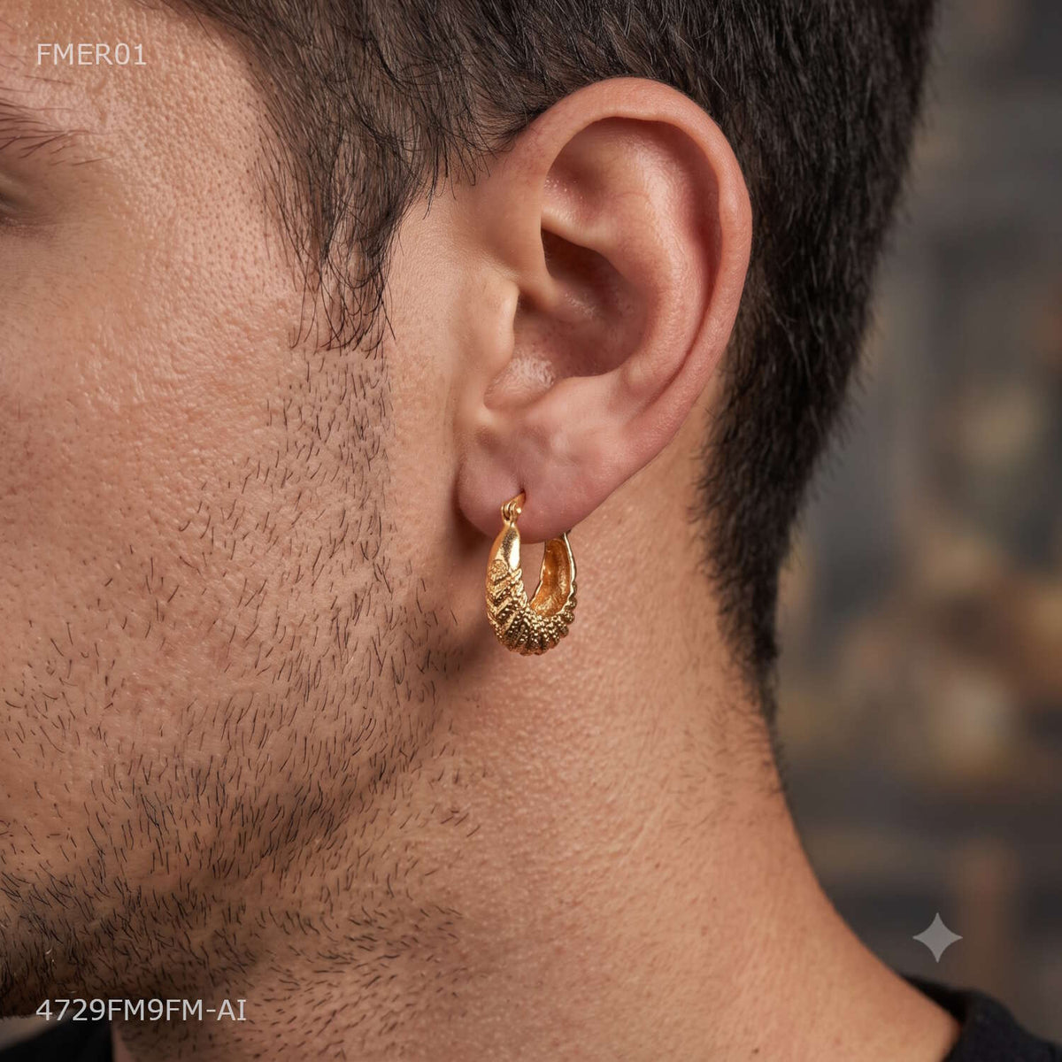 Designer Rideg Hoop Earring for man - FMER01