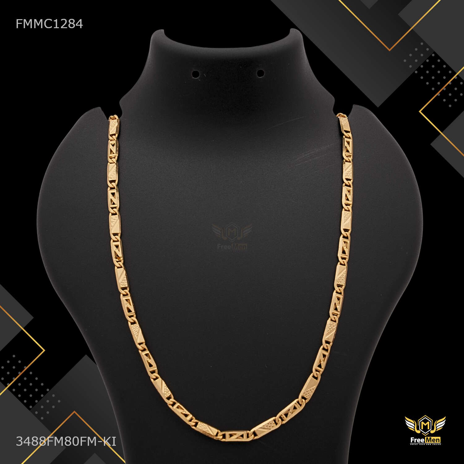 Triangular Chain Men Designer Right triangle Nawabi Chain for Man - FMMC1284 – Freemen®
