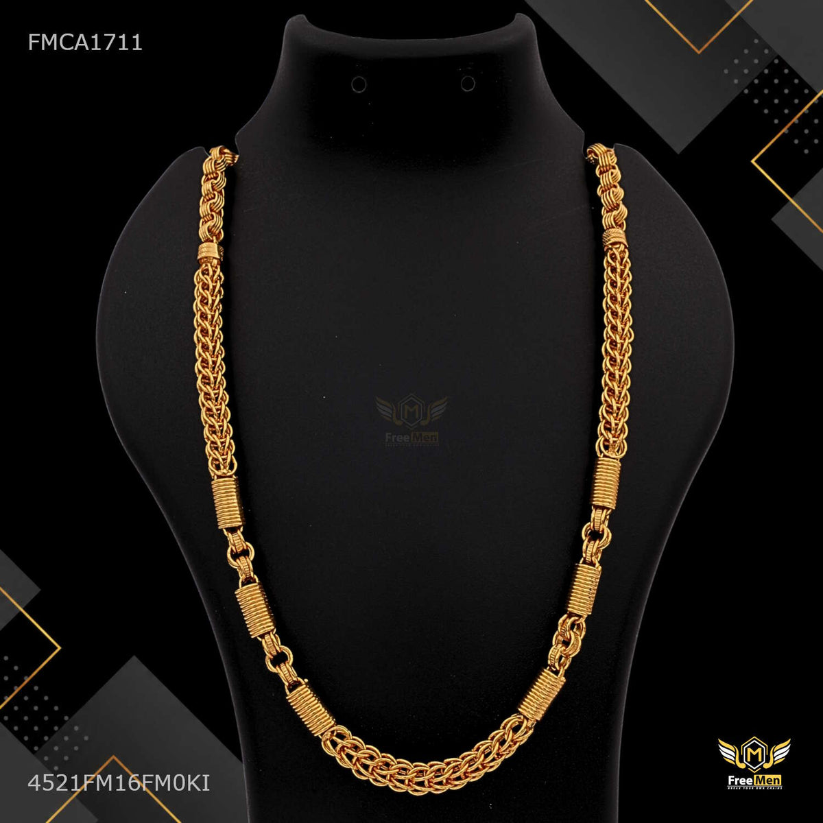 Designer Round Lock with Spring Indo Chain for Man - FMCA1711