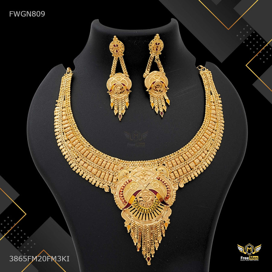 Designer Round with S cut Flower Nacklace for women - FWGN809