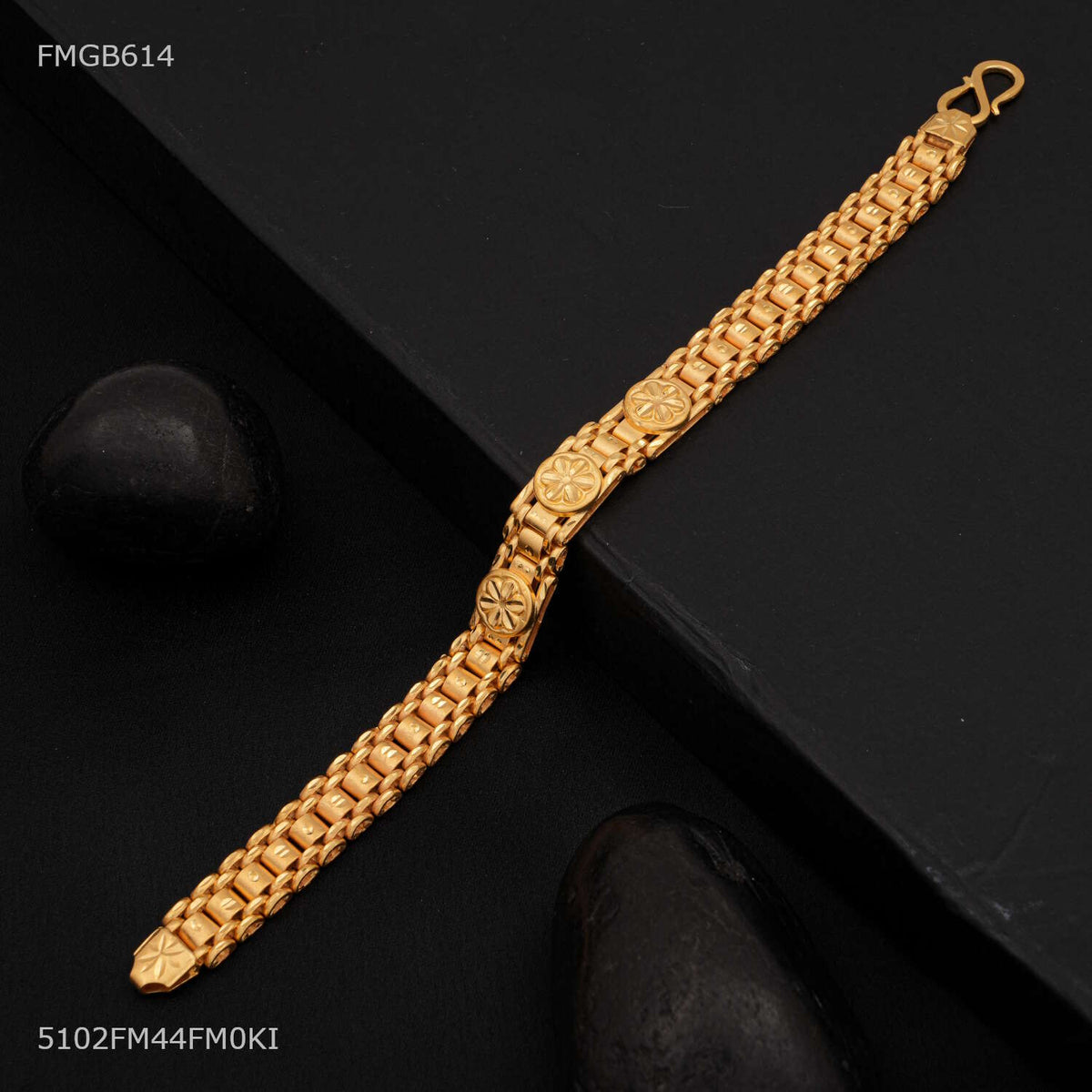 Designer Royal Flower Motif Bracelet For Men- FMGB614