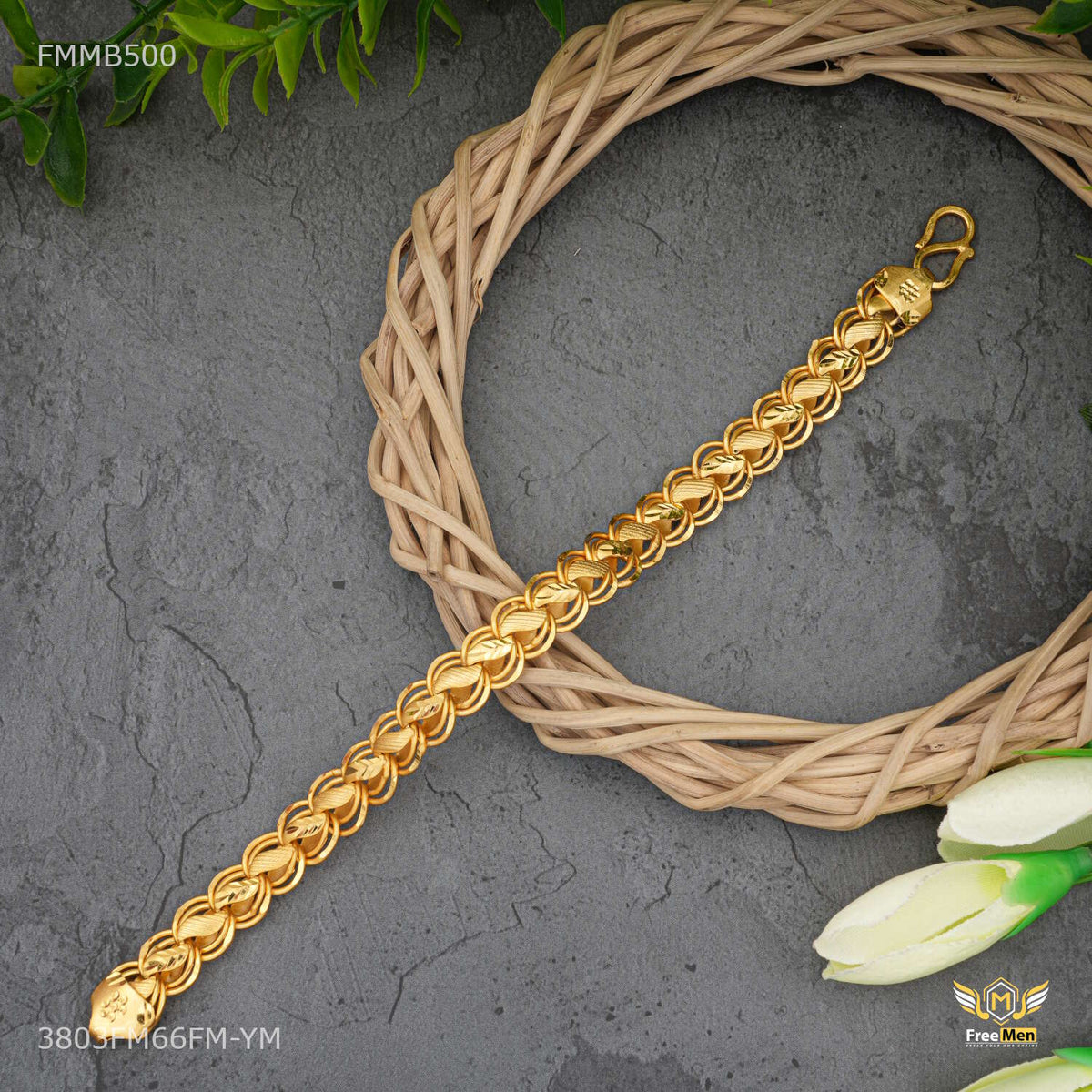 Designer Shini Dot Leaf Lotus Bracelet for Men - FMMB500