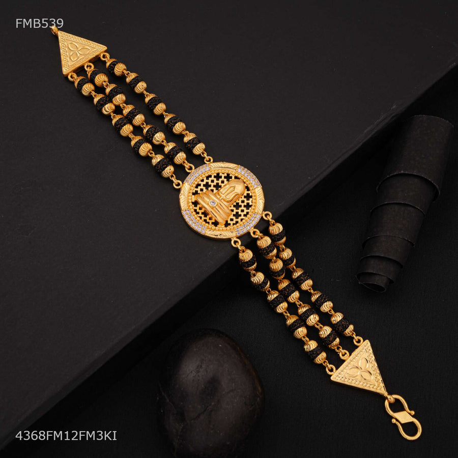 Designer Shivling with AD Black Rudraksha Bracelet For Men - FMB539