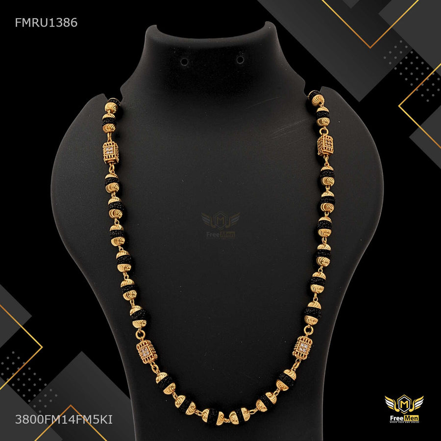 Designer Shning AD Box Black Rudraksha mala-FMRU1386