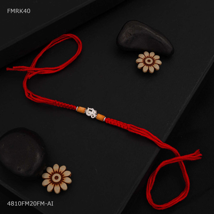 Designer Silver OM with Rudraksha Rakhi for man