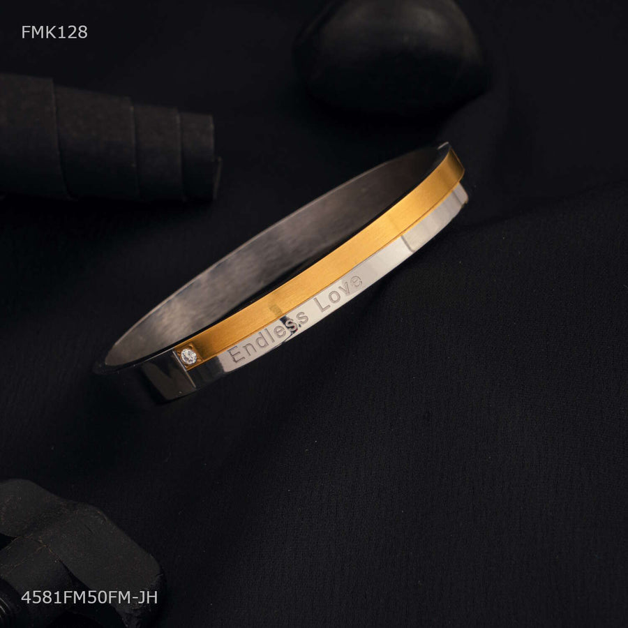 Designer Silver with Golden kada for Men - FMK128