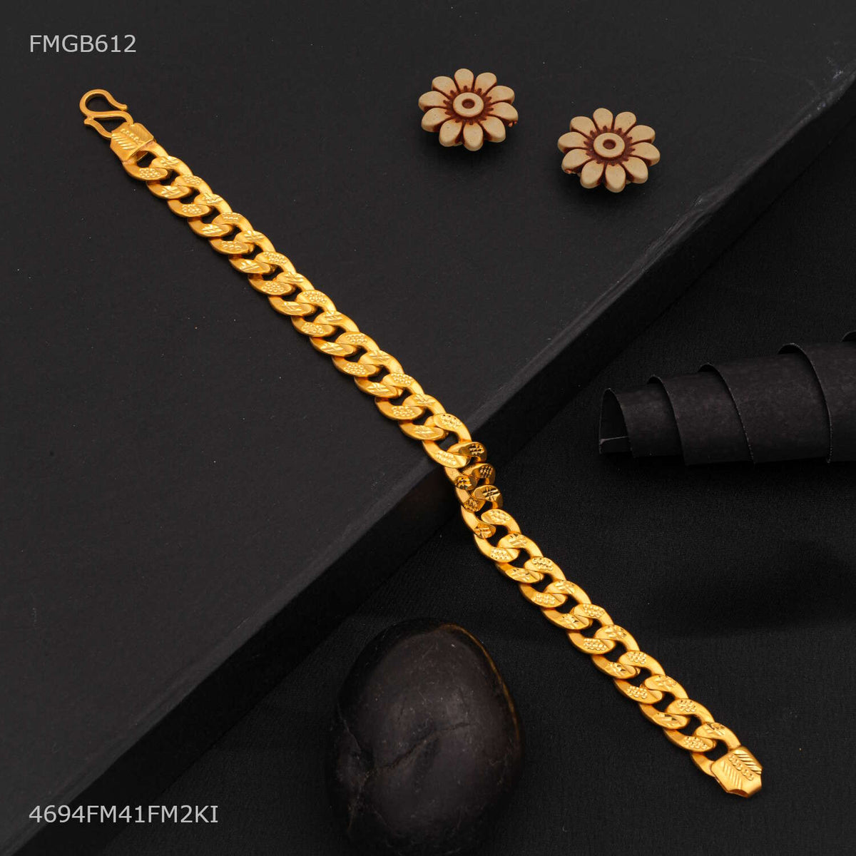 Designer Singapuri Pokal Gold Plated Bracelet For Men- FMGB612
