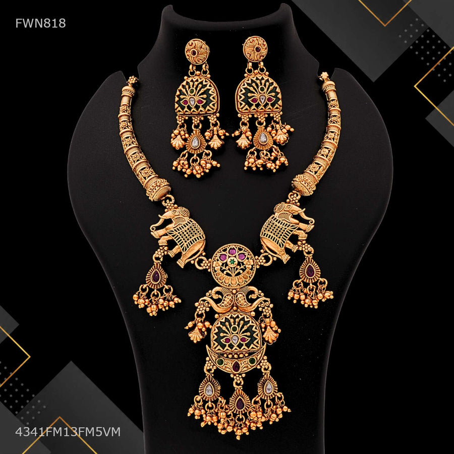 Designer Texture Antique Necklace Set for women - FWN818