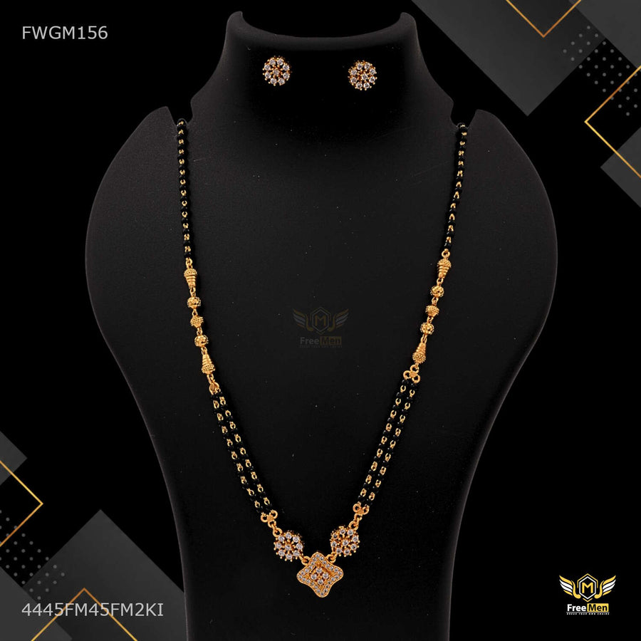 Designer Two Step Star Ad Mangalsutra and Earing For women - FWGM156