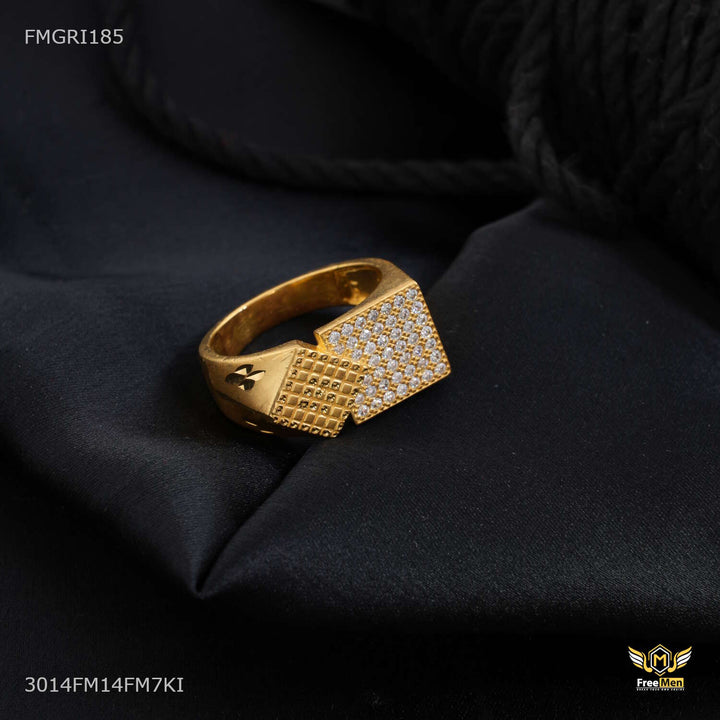 Dimond Shape with Squar Box AD Gold plated ring design for men - FMGRI ...