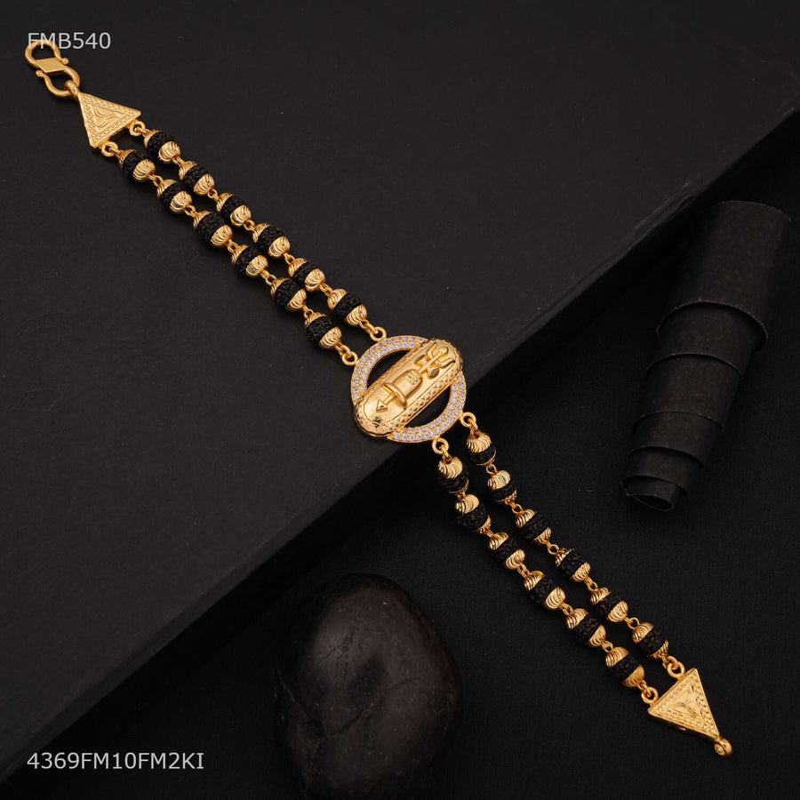 Dual Line with Shivling AD Rudraksha Bracelet For Men - FMB540