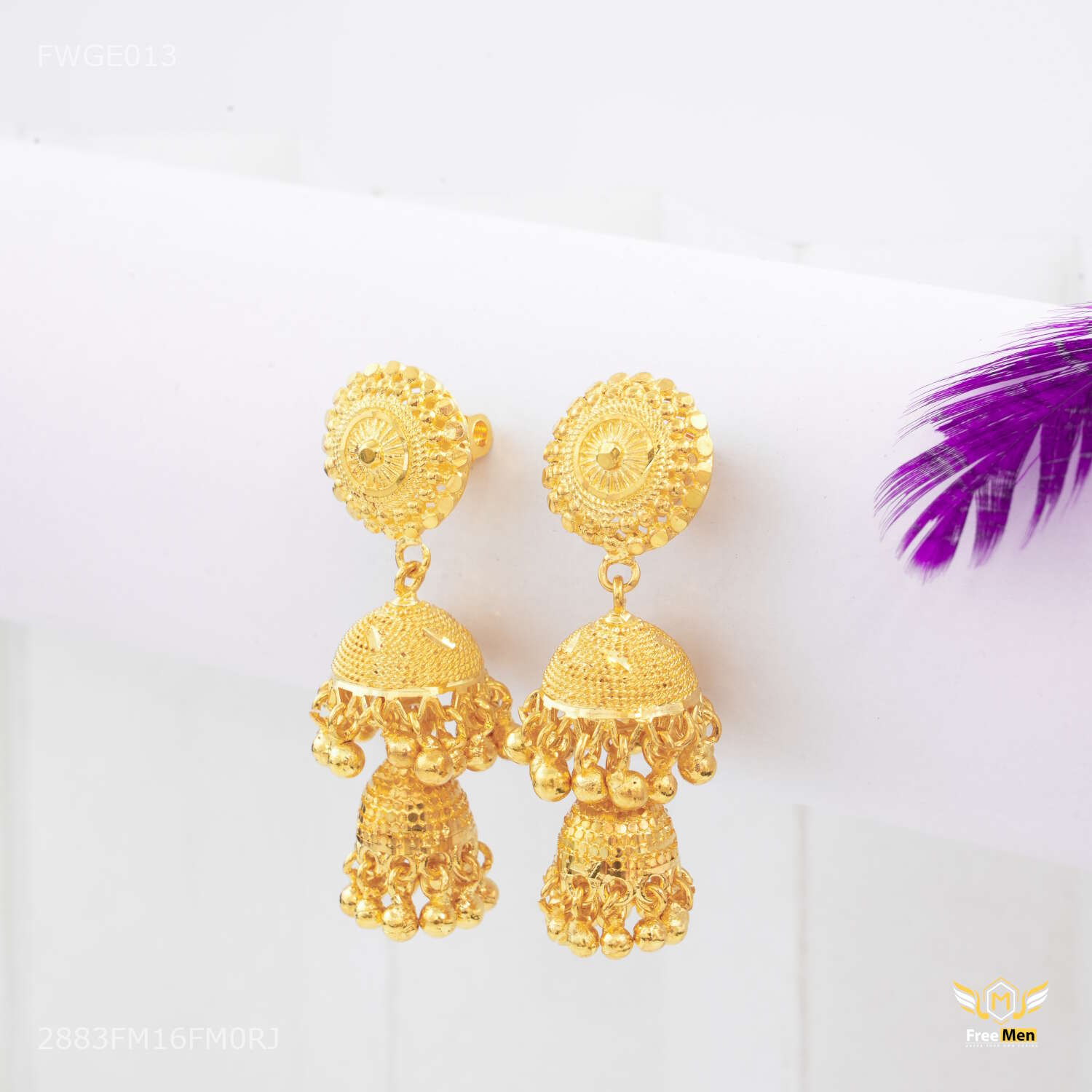 Dual Step Jhumka gold plated Earring FWGE013 – Freemen®