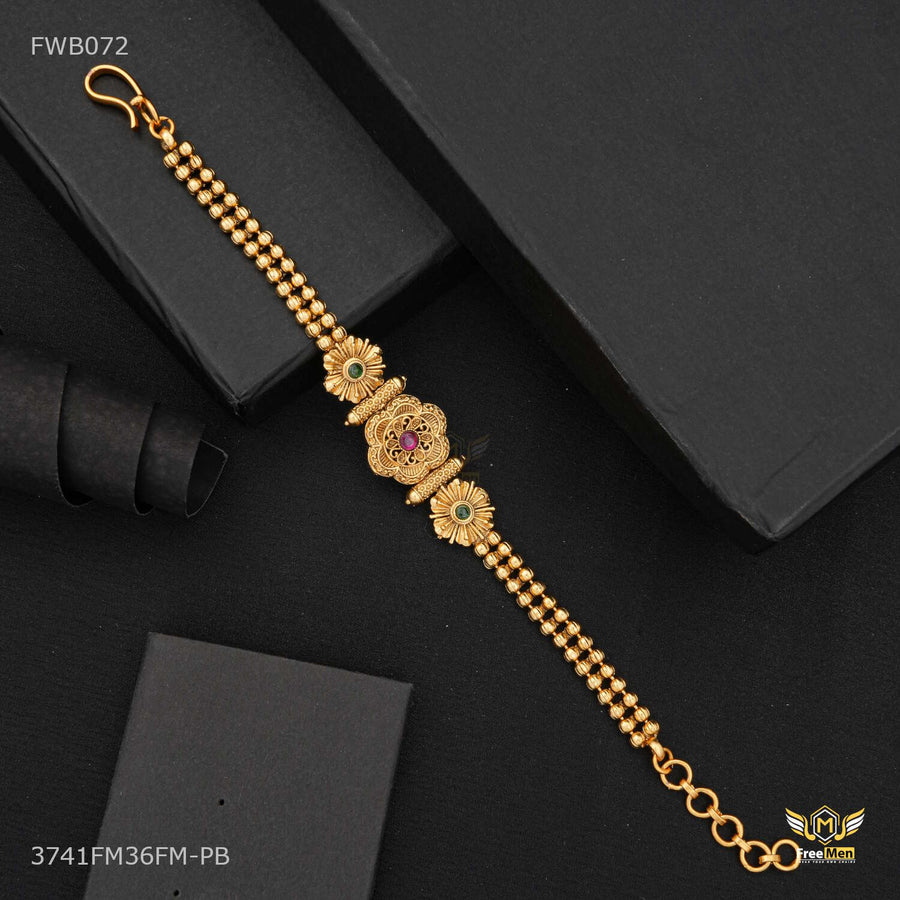 Lining Flower Texture with AD Bracelet For Women - FWB072