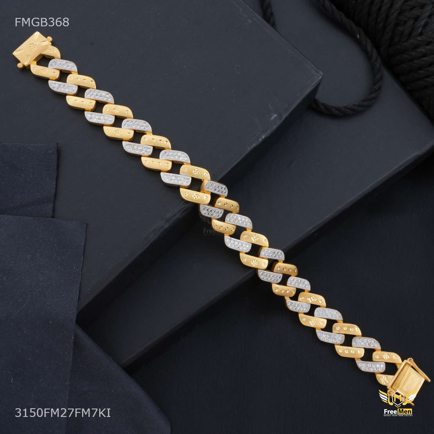 Luxury Dimond by Dimond Gold Plated Bracelet for Men FMGB368