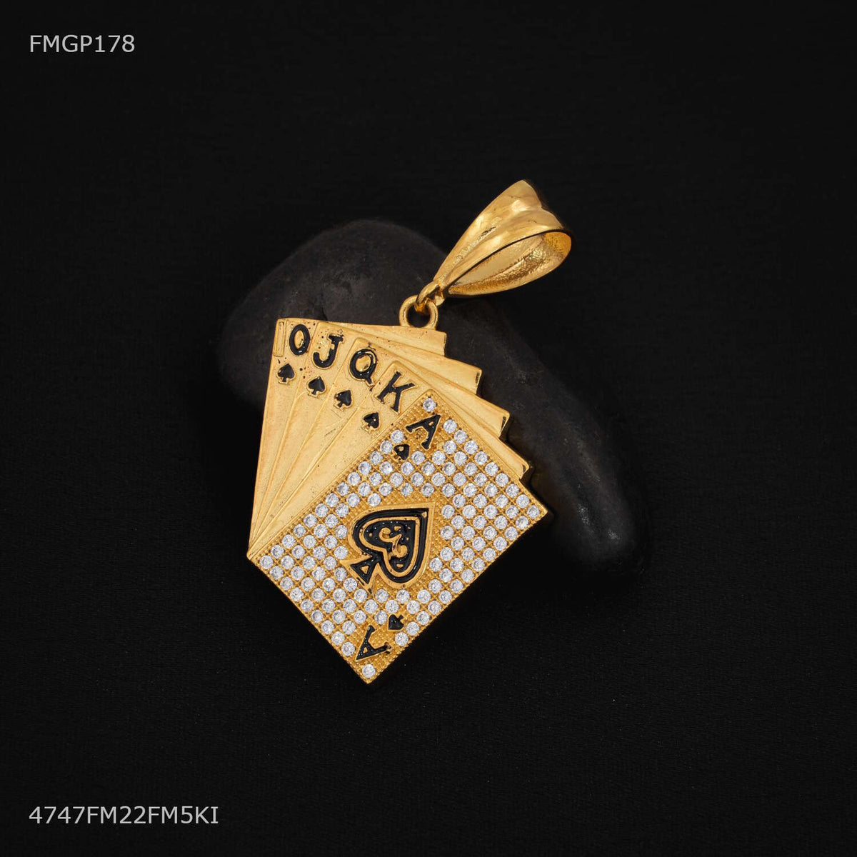 Luxury Poker Cards Gold Plated Pendant for Men - FMGP178