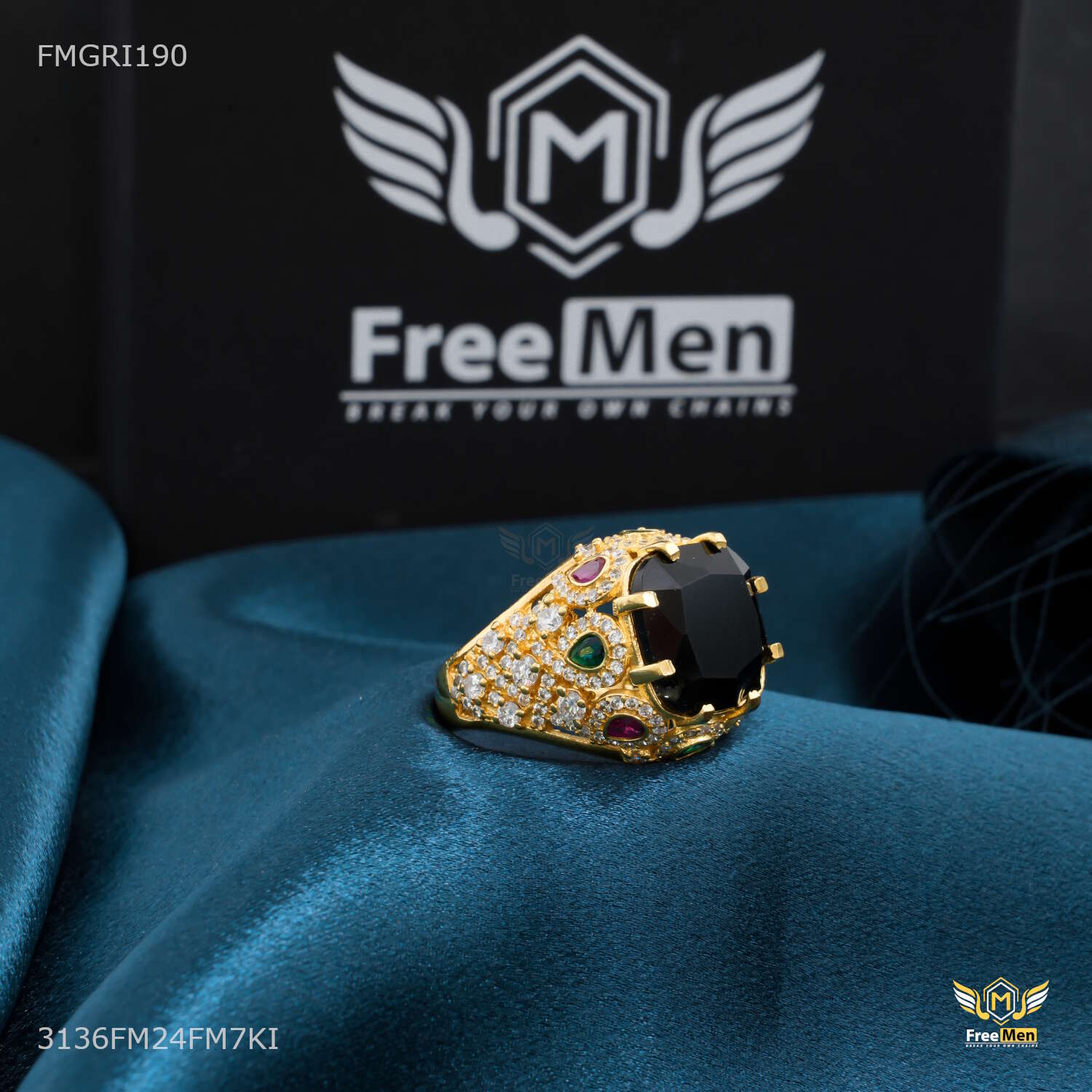 Ad Rind Maharaja Black AD ring design for men - FMGRI190 – Freemen®