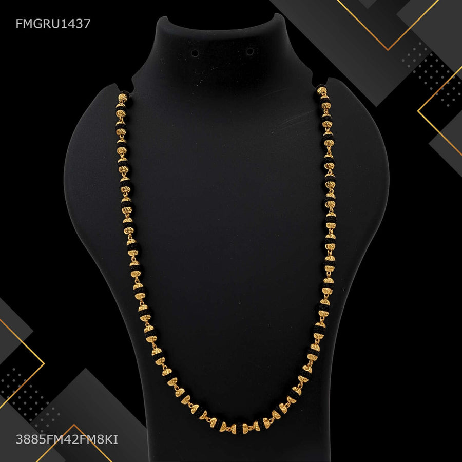 Mini Golden Cap Black Rudraksha mala For Men - FMGRU1437