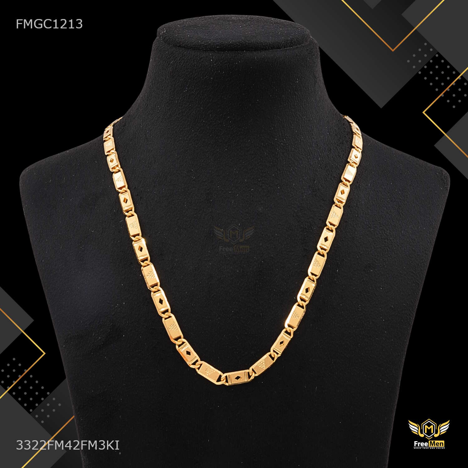 One by One Dimond cut Nawabi gold plated chain For Man - FMGC1213 ...