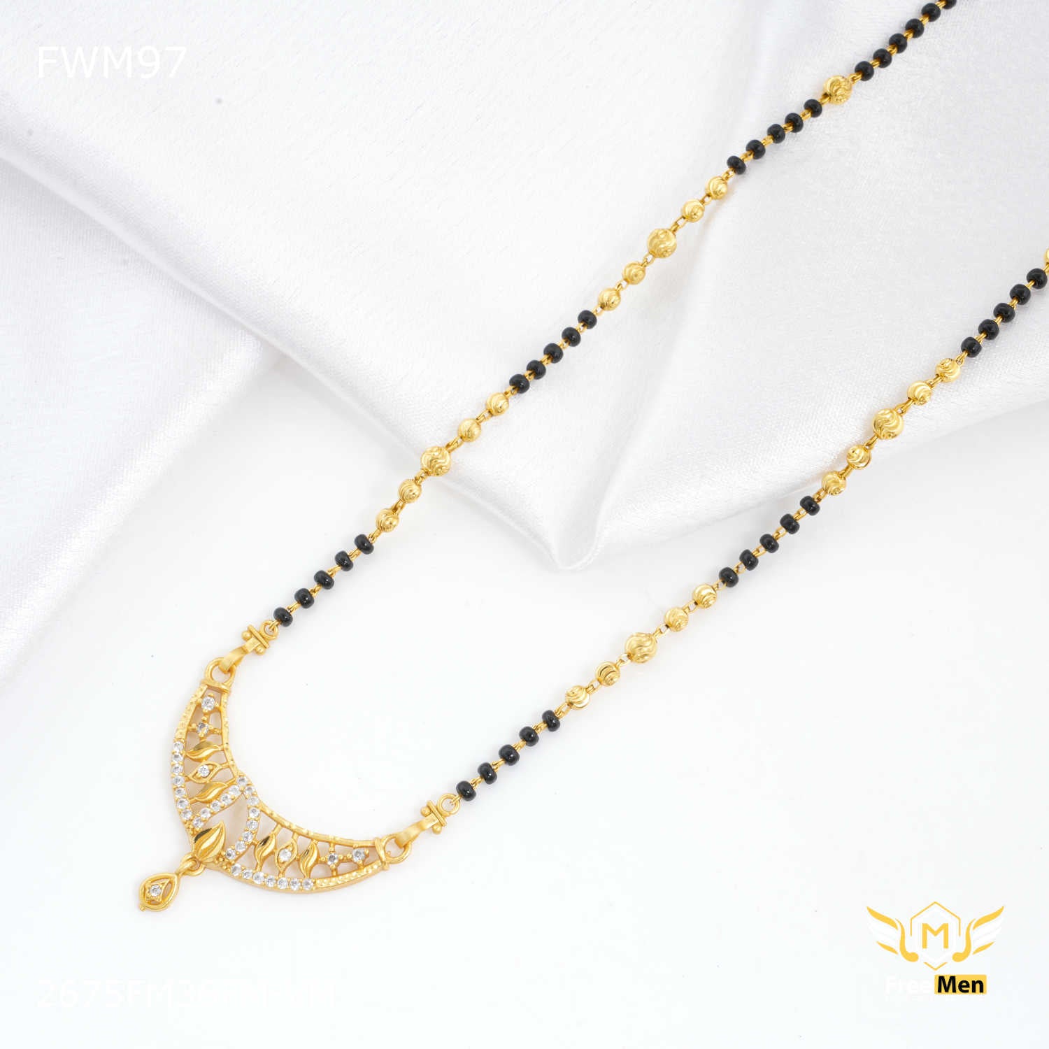 Freemen One line Drop Shape and AD mangalsutra for women FWM97
