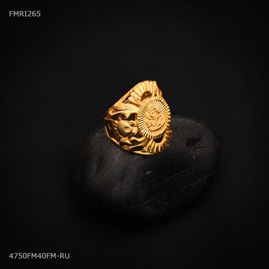 Shini Ganpati ji with Lining Texture ring for men - FMRI265