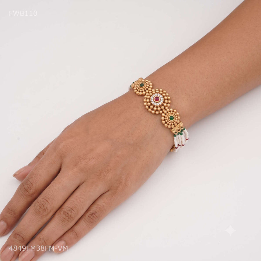 Texture Flower with AD Bracelet For Women - FWB110