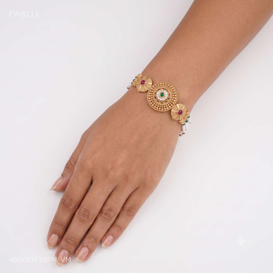 Texture Flower with Mini Ball Bracelet For Women - FWB111