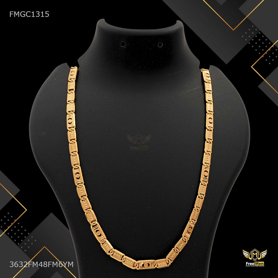 Three by Three Moon cut Nawabi gold plated chain For Man - FMGC1315