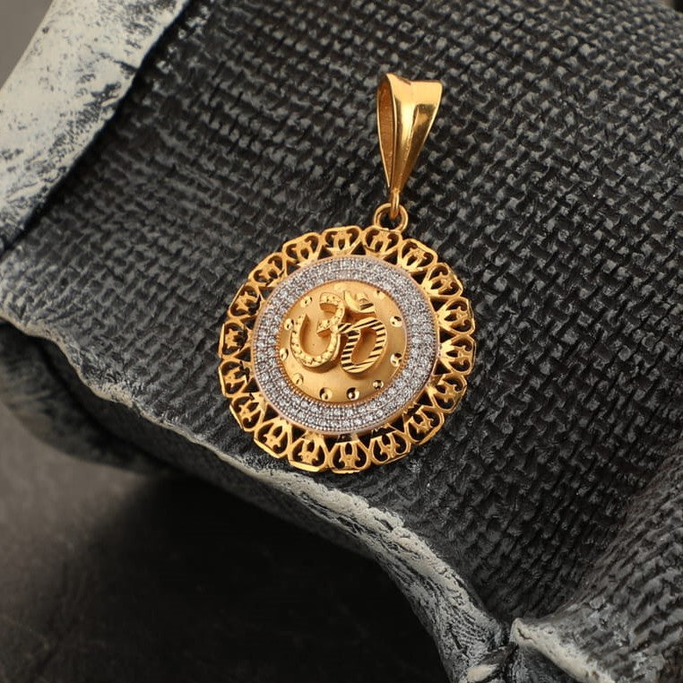Freemen 22k gold plated AD om round pendant for men FMGA0105