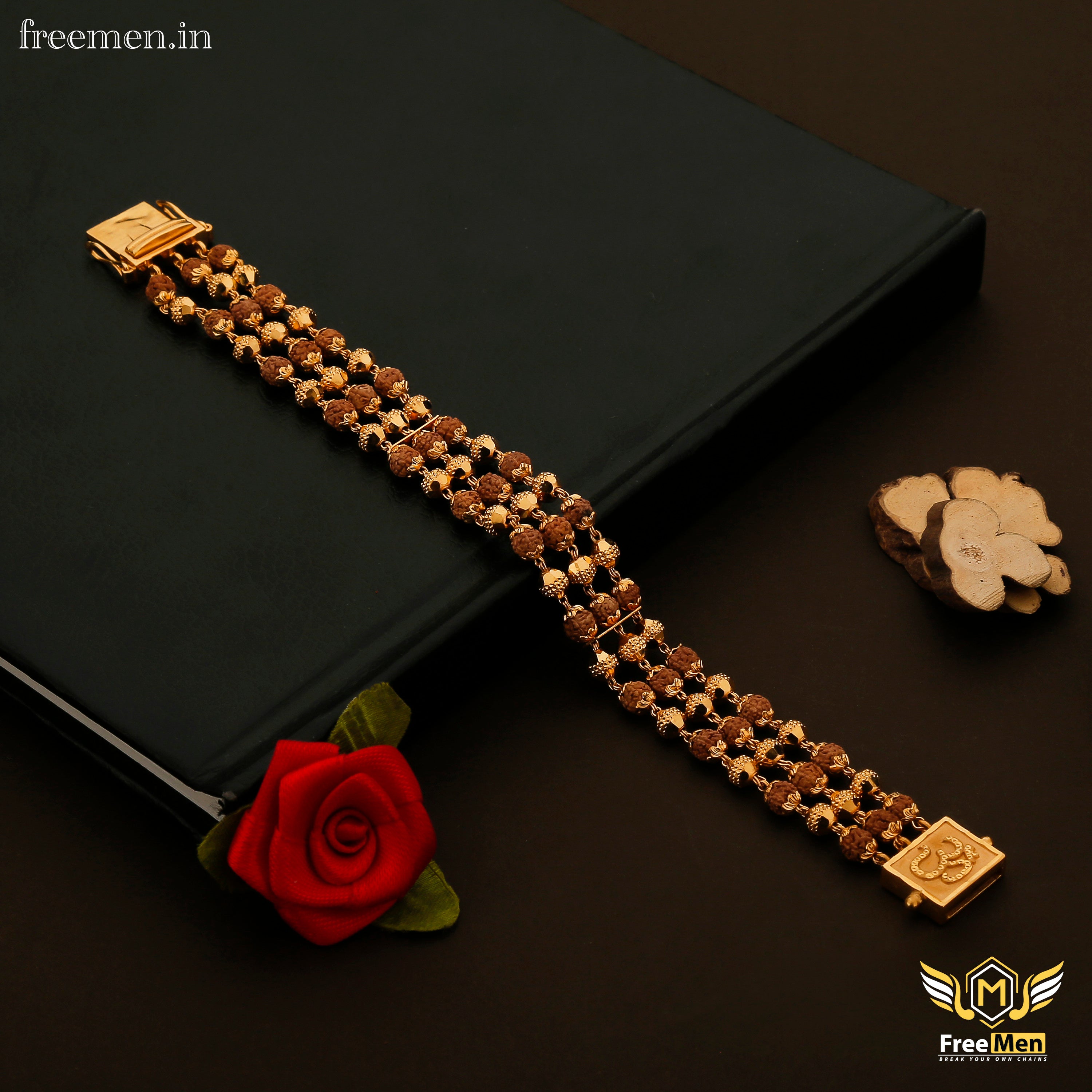 Om Gold Plated Rudraksha Bracelet