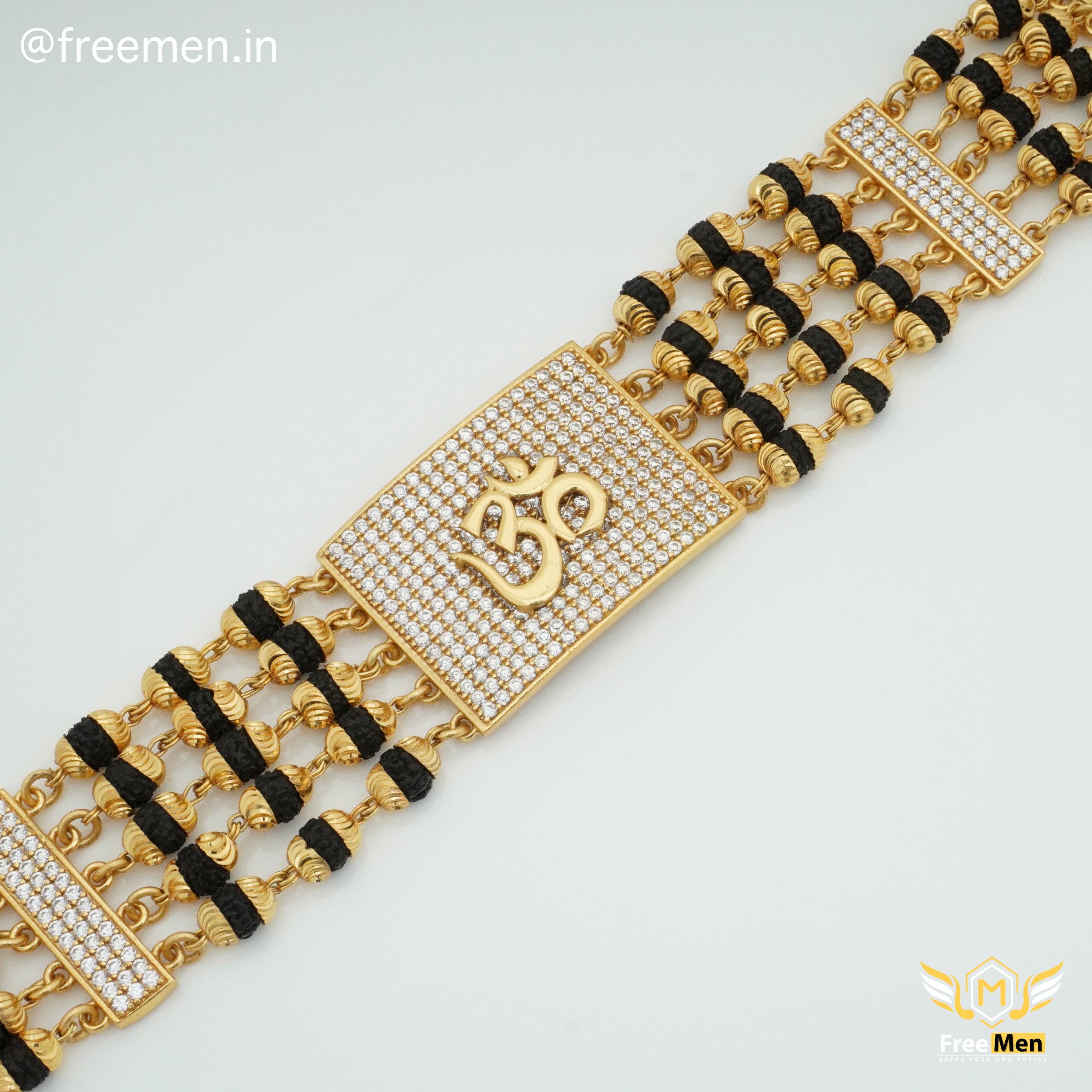 Mahavir Gold Plated Rudraksha Bracelet - 111 15