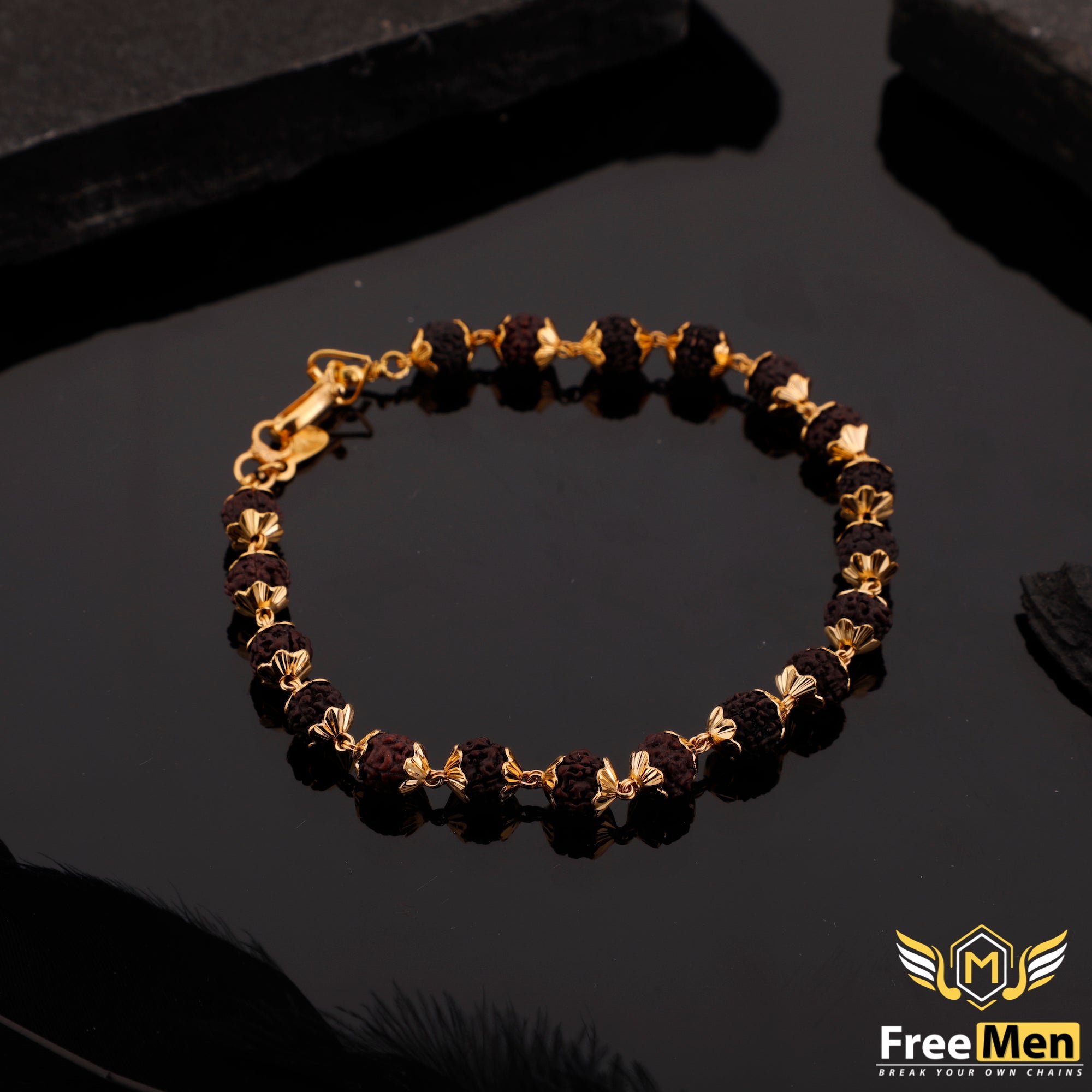 Rudraksha gold bracelet for mens with price Clearance