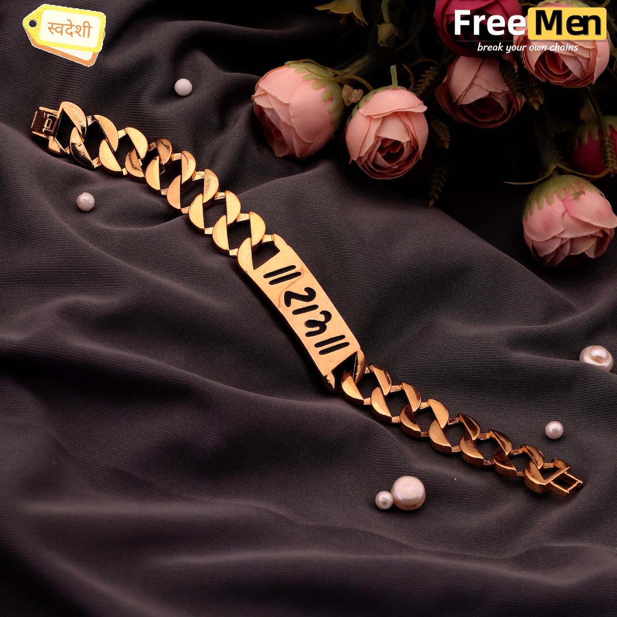 Freemen's Shri Ram Golden Bracelet For Men Fm380, डिजाइनर ब्रेसलेट -  Freemen, Ahmedabad | ID: 2851056484073