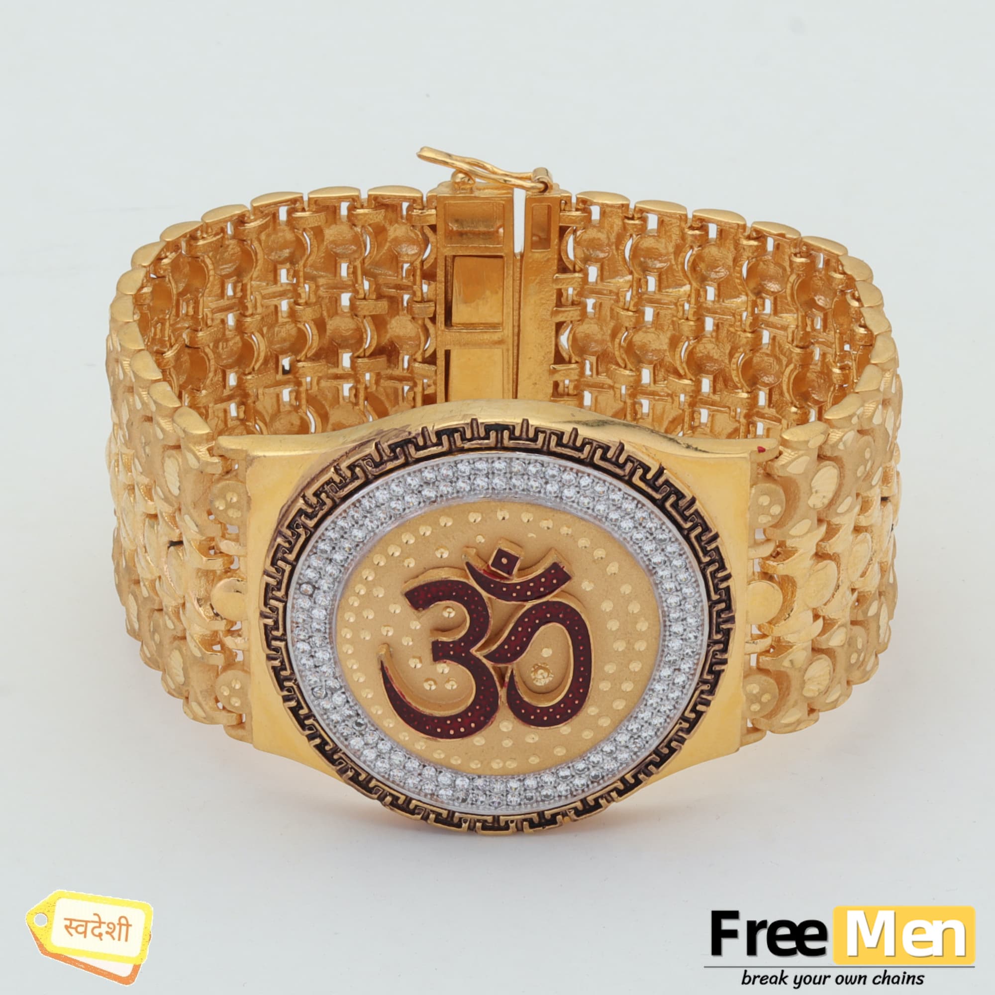 Buy Om DottedPattern Gold Mens Bracelet Online  Brantashop
