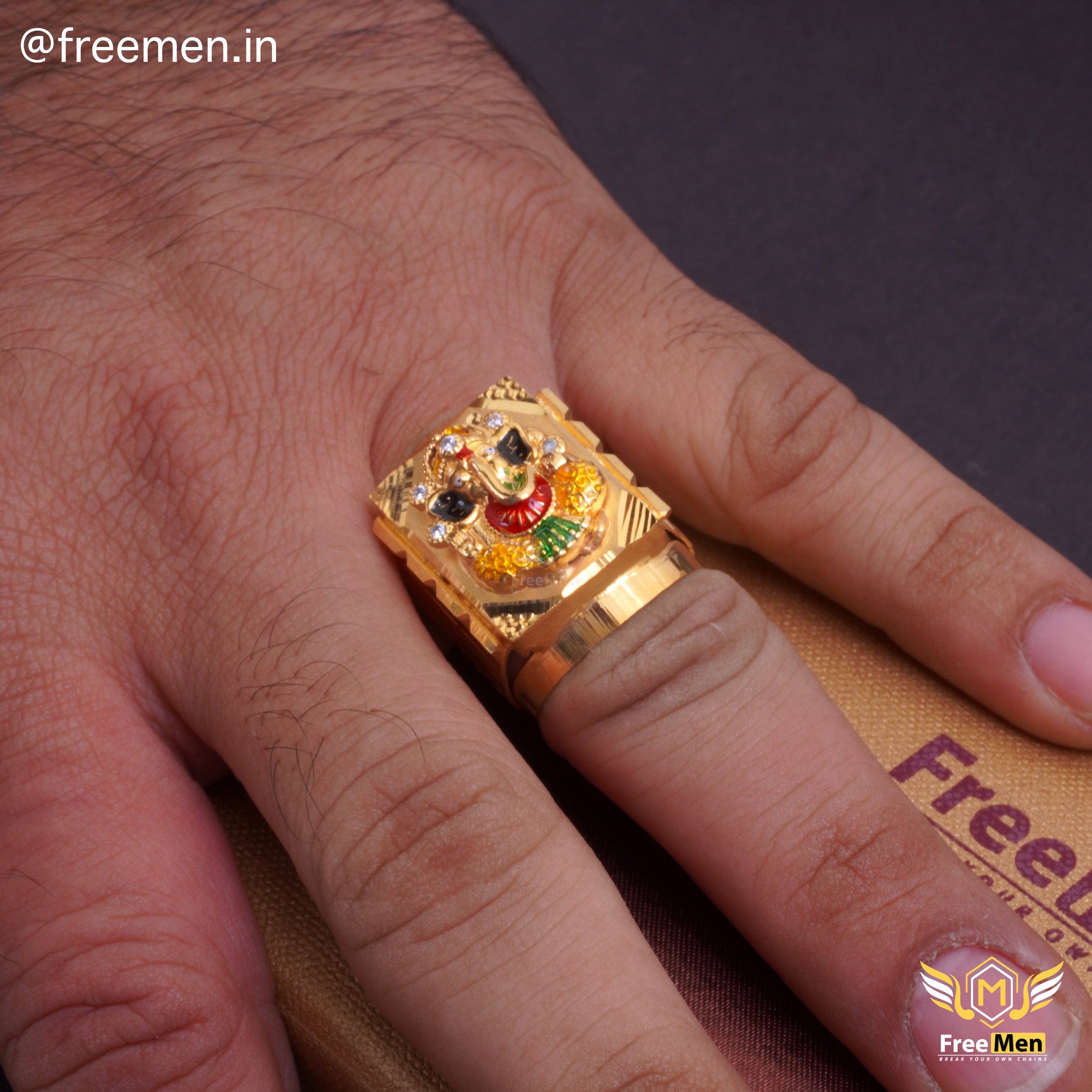 Freemen Fantastic Ganesha Gold Plated Ring for Men FMG325 – Freemen®