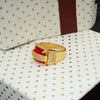 Freemen Square Red with AD Stone Golden Ring- FMRI01