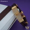 Triangle with Diamond Leather Braided Bracelet for Men - FM117