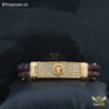 Triangle with Diamond Leather Braided Bracelet for Men - FM117