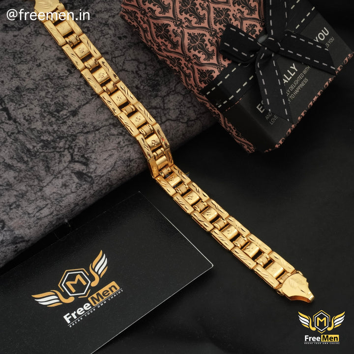Freeman Best Parallel Shape Golden Bracelet for Men- FMB05 – Freemen®