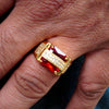 Freemen Square Red with AD Stone Golden Ring- FMRI01