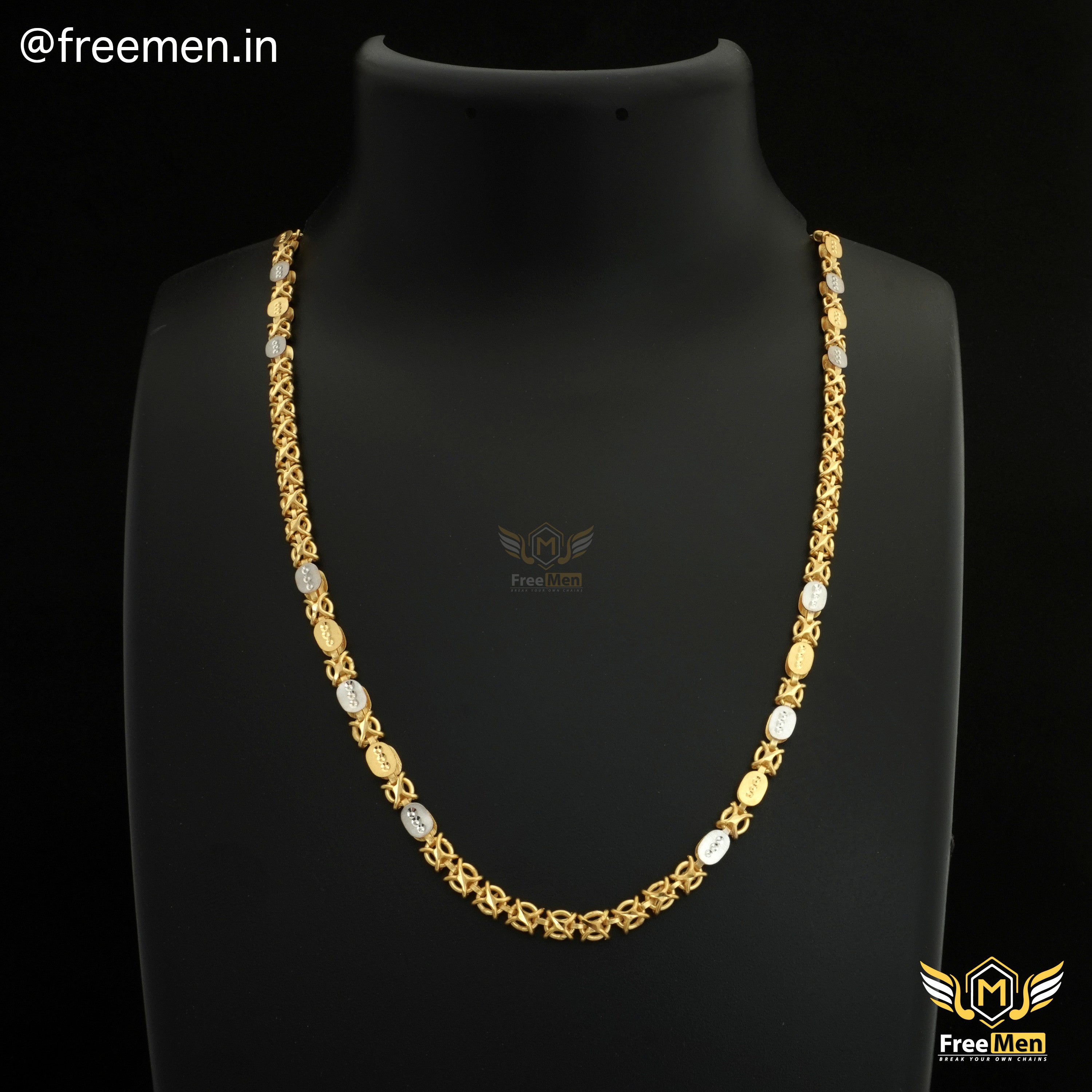 Freemen Stylish Delicate Gold and Rhodium Plated chain- FMGC03
