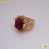 Freemen Red Hexagon Stone Golden Plated Ring for Men - FM258