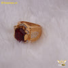 Freemen Red Hexagon Stone Golden Plated Ring for Men - FM258
