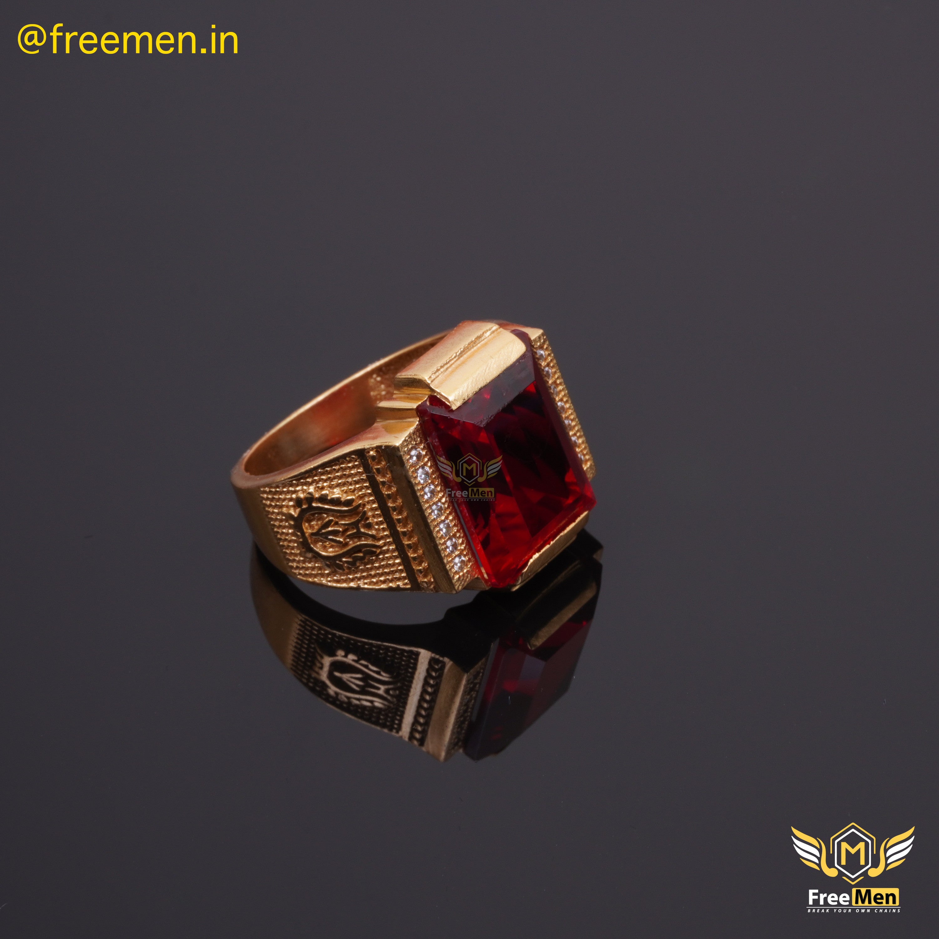 Red Stone Stone Gents Ring Design Freemen Neo Red Stone Ring For