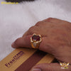 Freemen Red Hexagon Stone Golden Plated Ring for Men - FM258