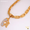 Freemen Gold Plated Stylish Laser chain With Maa Pendant- FMG304